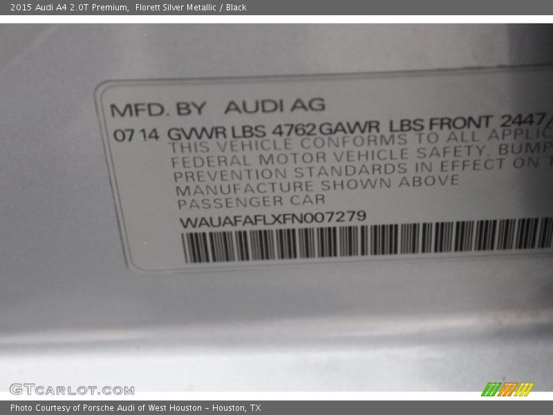 Florett Silver Metallic / Black 2015 Audi A4 2.0T Premium