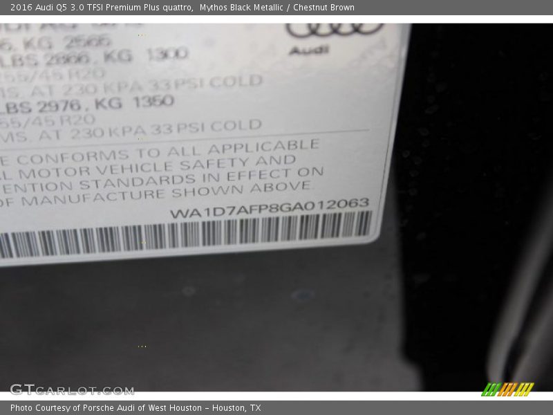Mythos Black Metallic / Chestnut Brown 2016 Audi Q5 3.0 TFSI Premium Plus quattro