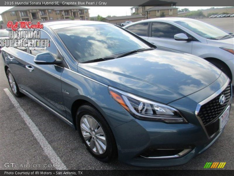Graphite Blue Pearl / Gray 2016 Hyundai Sonata Hybrid SE