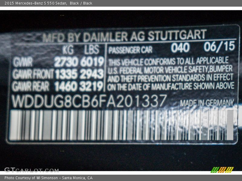 Black / Black 2015 Mercedes-Benz S 550 Sedan