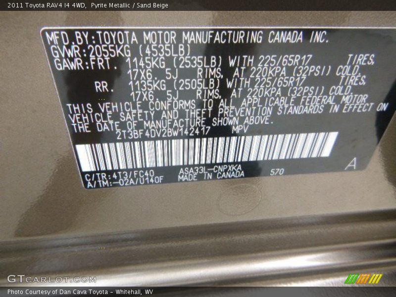 Pyrite Metallic / Sand Beige 2011 Toyota RAV4 I4 4WD