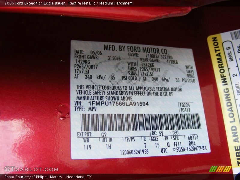 Redfire Metallic / Medium Parchment 2006 Ford Expedition Eddie Bauer