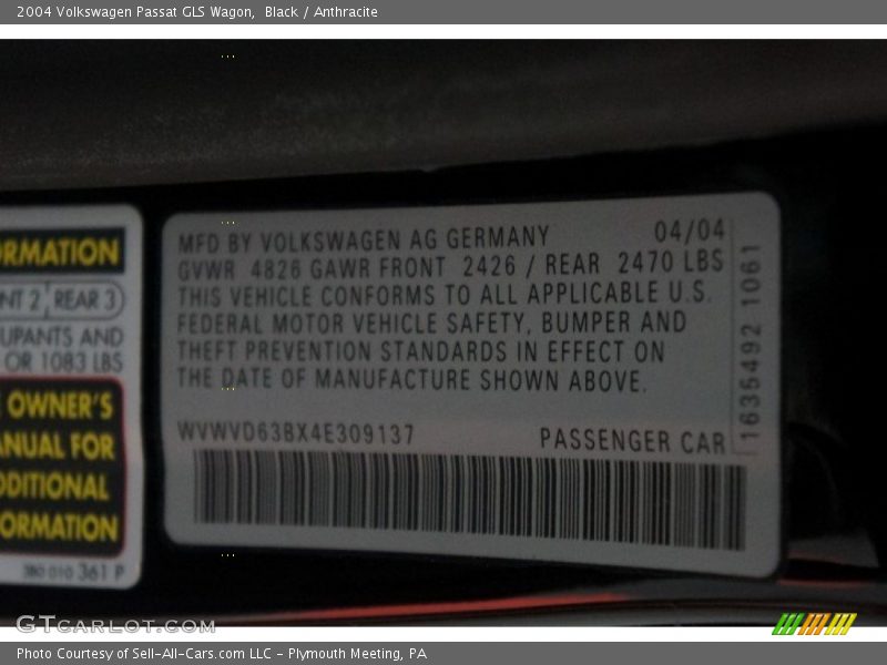 Black / Anthracite 2004 Volkswagen Passat GLS Wagon