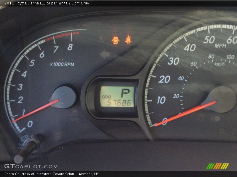 Super White / Light Gray 2011 Toyota Sienna LE