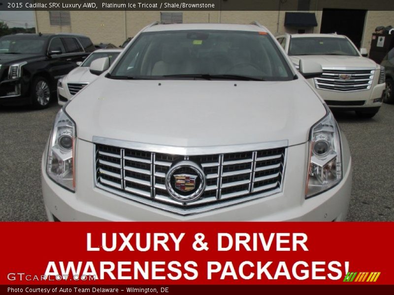 Platinum Ice Tricoat / Shale/Brownstone 2015 Cadillac SRX Luxury AWD