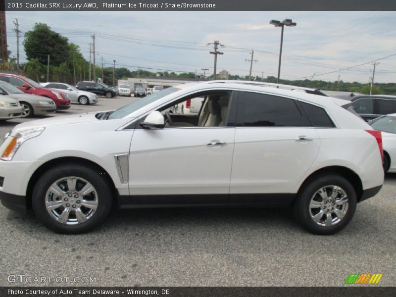 Platinum Ice Tricoat / Shale/Brownstone 2015 Cadillac SRX Luxury AWD