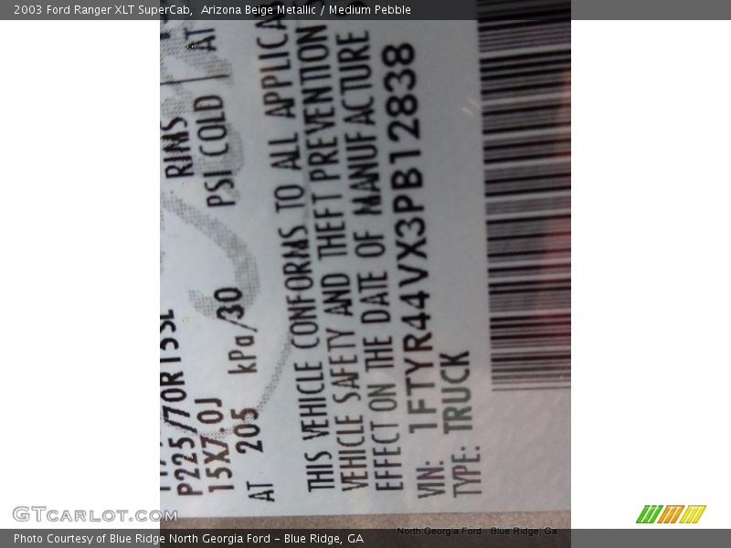 Arizona Beige Metallic / Medium Pebble 2003 Ford Ranger XLT SuperCab