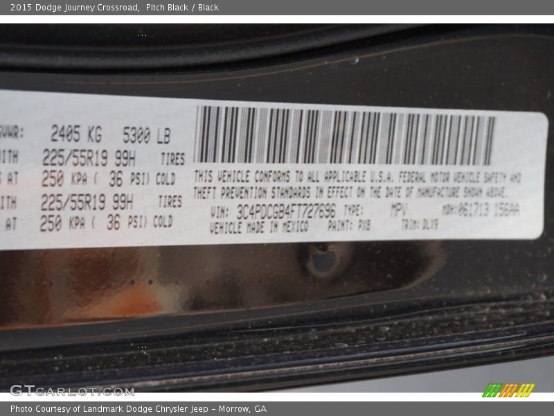 Pitch Black / Black 2015 Dodge Journey Crossroad