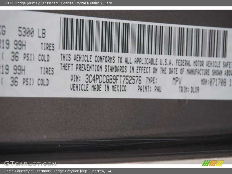 Granite Crystal Metallic / Black 2015 Dodge Journey Crossroad