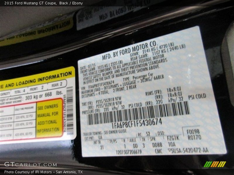 Black / Ebony 2015 Ford Mustang GT Coupe