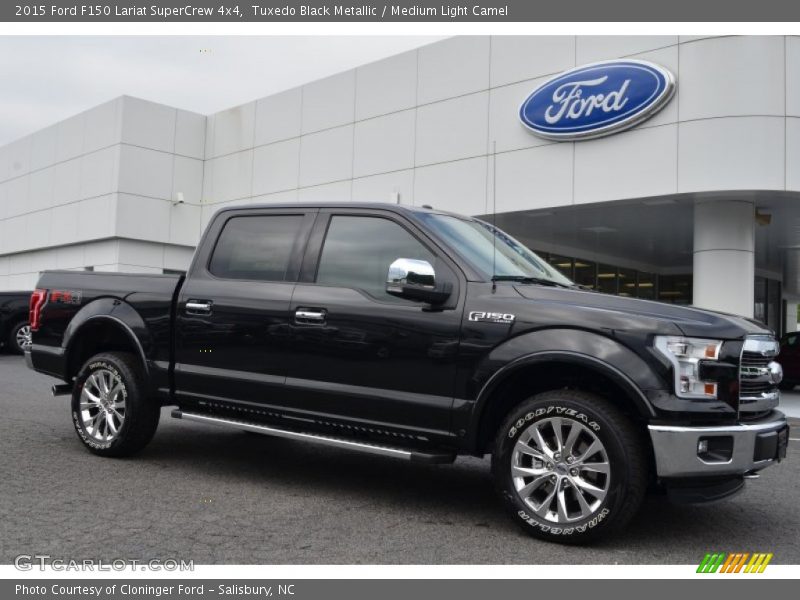 Tuxedo Black Metallic / Medium Light Camel 2015 Ford F150 Lariat SuperCrew 4x4