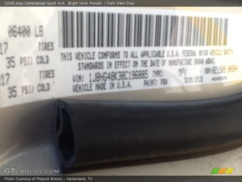 Bright Silver Metallic / Dark Slate Gray 2008 Jeep Commander Sport 4x4