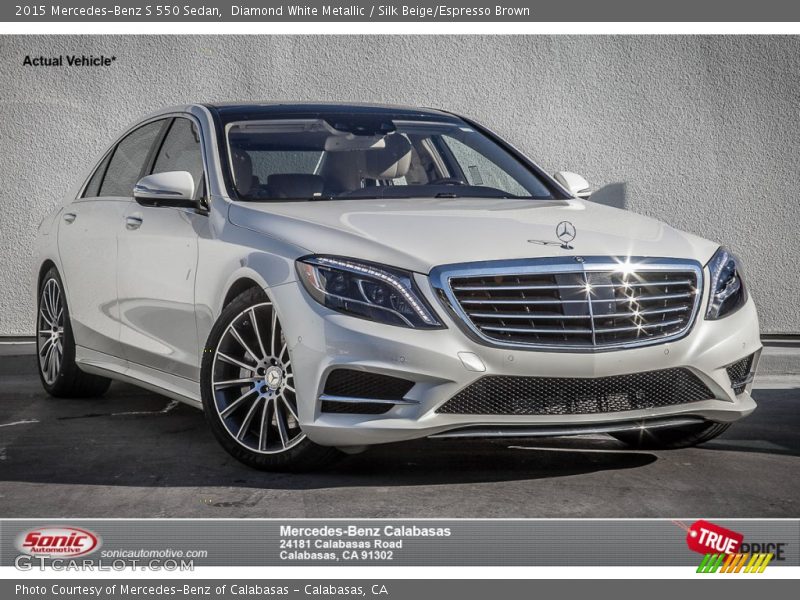 Diamond White Metallic / Silk Beige/Espresso Brown 2015 Mercedes-Benz S 550 Sedan