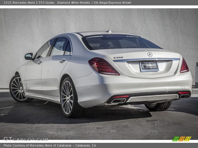 Diamond White Metallic / Silk Beige/Espresso Brown 2015 Mercedes-Benz S 550 Sedan