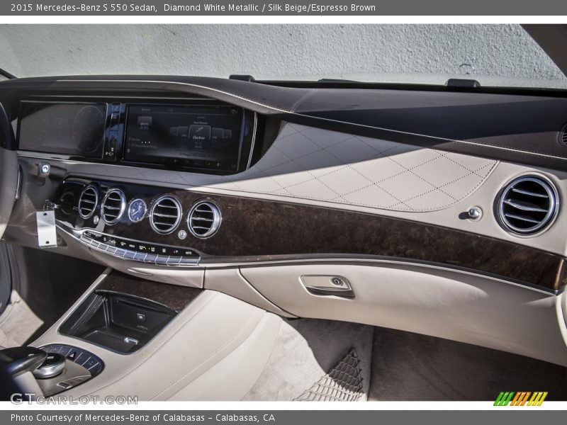 Diamond White Metallic / Silk Beige/Espresso Brown 2015 Mercedes-Benz S 550 Sedan