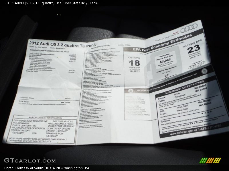 Ice Silver Metallic / Black 2012 Audi Q5 3.2 FSI quattro