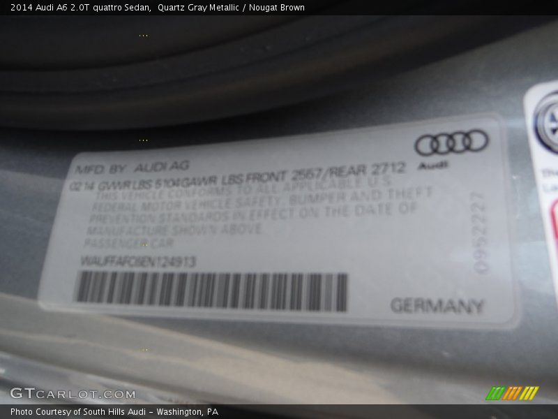 Quartz Gray Metallic / Nougat Brown 2014 Audi A6 2.0T quattro Sedan