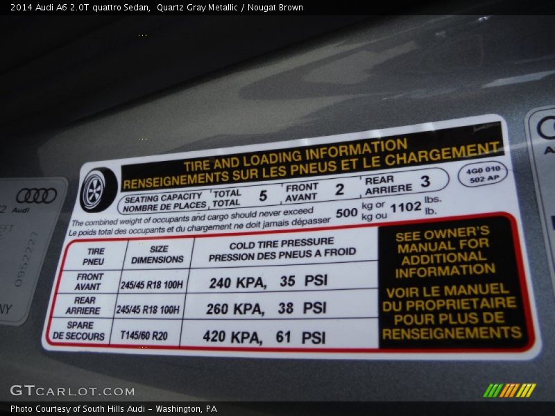 Quartz Gray Metallic / Nougat Brown 2014 Audi A6 2.0T quattro Sedan