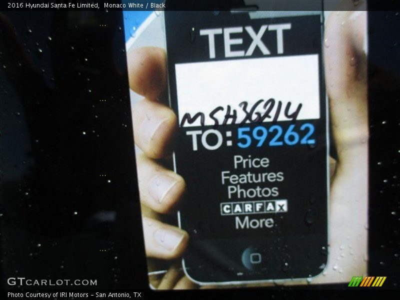 Monaco White / Black 2016 Hyundai Santa Fe Limited