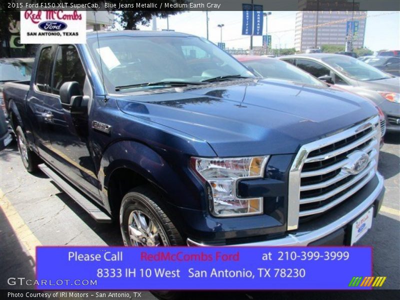 Blue Jeans Metallic / Medium Earth Gray 2015 Ford F150 XLT SuperCab