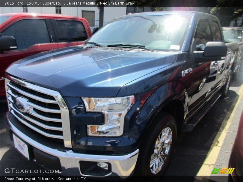 Blue Jeans Metallic / Medium Earth Gray 2015 Ford F150 XLT SuperCab