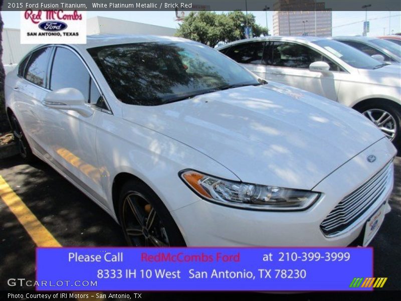 White Platinum Metallic / Brick Red 2015 Ford Fusion Titanium