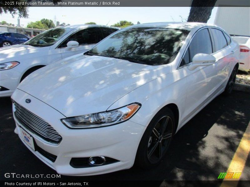 White Platinum Metallic / Brick Red 2015 Ford Fusion Titanium