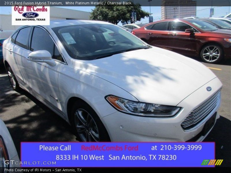 White Platinum Metallic / Charcoal Black 2015 Ford Fusion Hybrid Titanium