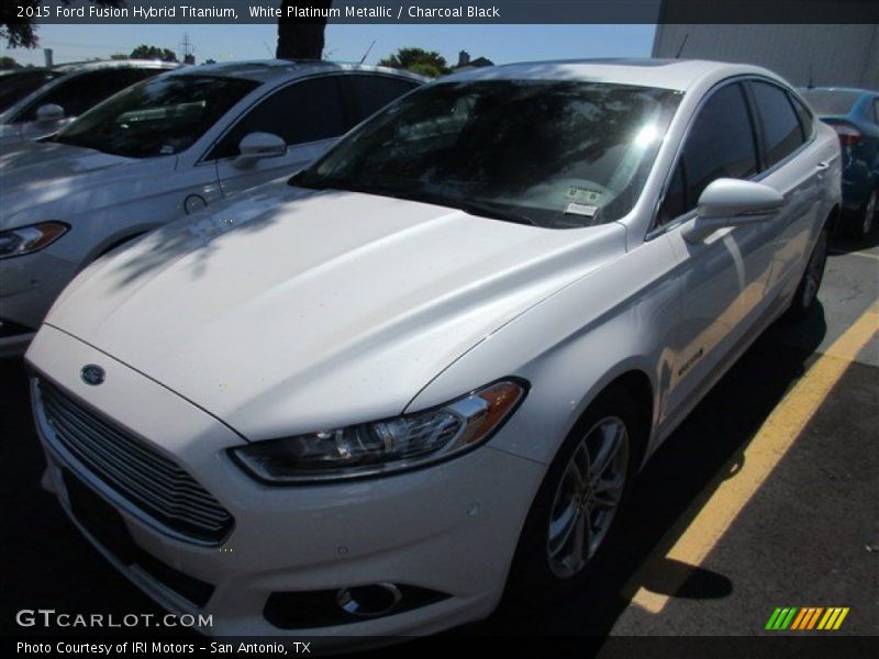 White Platinum Metallic / Charcoal Black 2015 Ford Fusion Hybrid Titanium