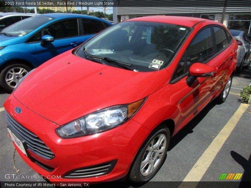 Race Red / Medium Light Stone 2015 Ford Fiesta SE Sedan