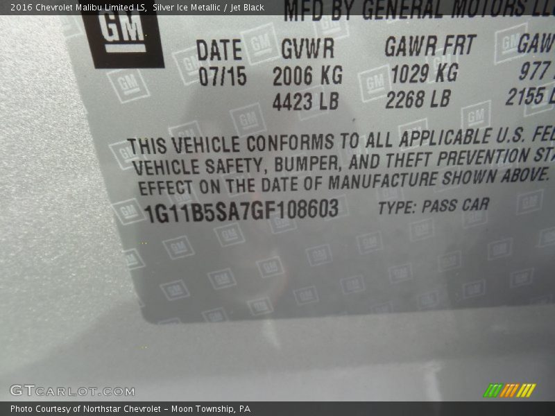 Silver Ice Metallic / Jet Black 2016 Chevrolet Malibu Limited LS