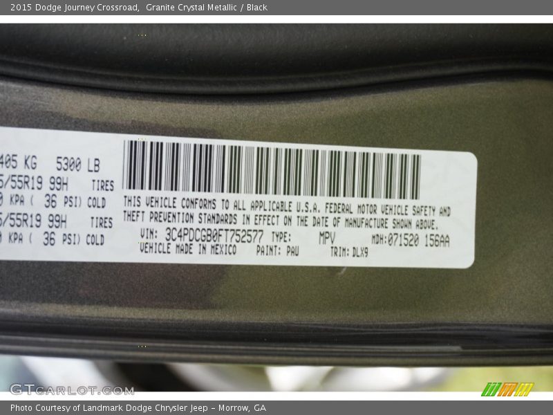 Granite Crystal Metallic / Black 2015 Dodge Journey Crossroad