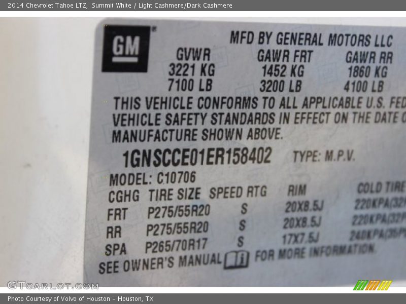 Summit White / Light Cashmere/Dark Cashmere 2014 Chevrolet Tahoe LTZ