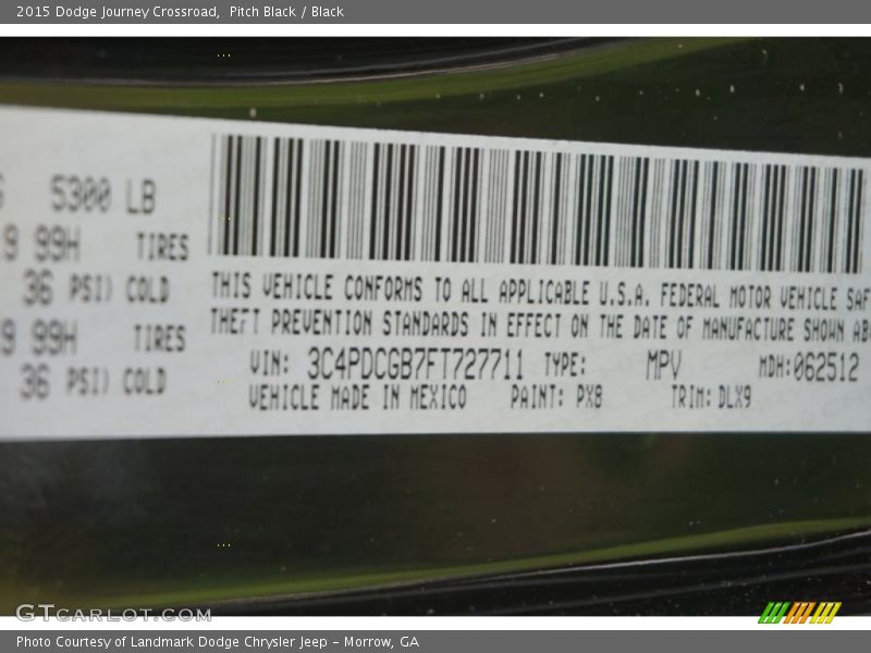 Pitch Black / Black 2015 Dodge Journey Crossroad