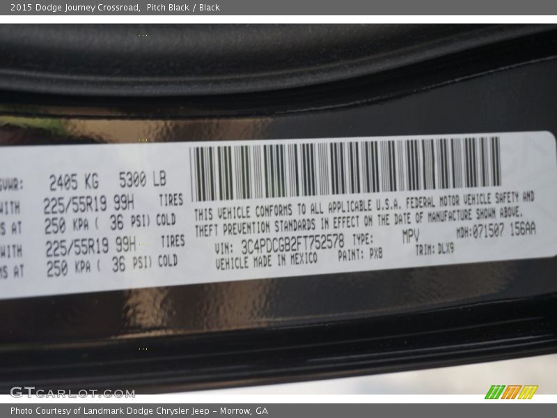 Pitch Black / Black 2015 Dodge Journey Crossroad