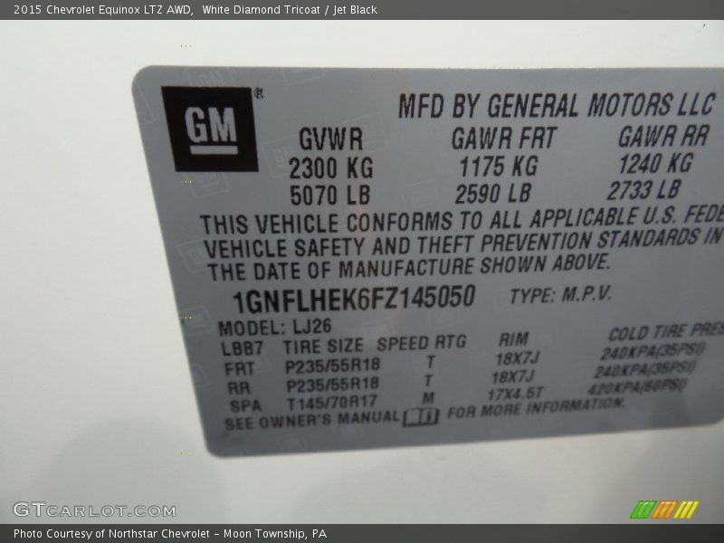 White Diamond Tricoat / Jet Black 2015 Chevrolet Equinox LTZ AWD
