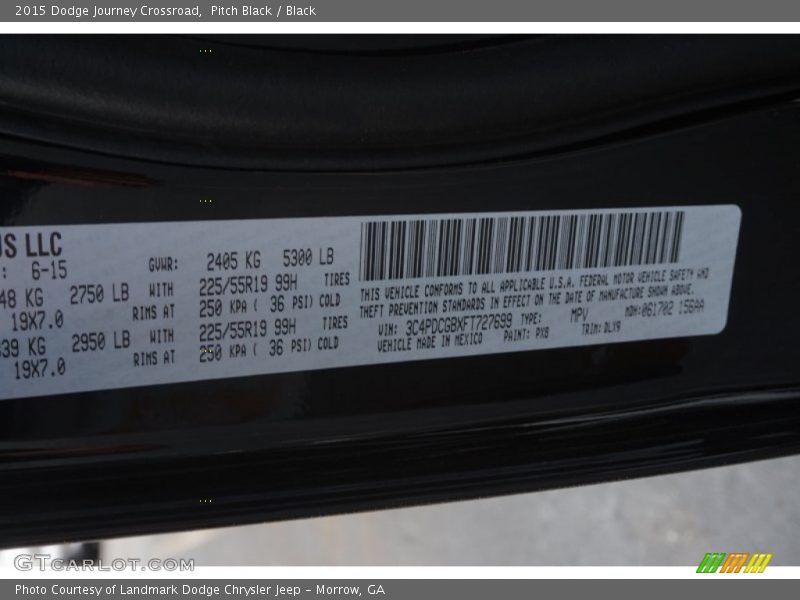 Pitch Black / Black 2015 Dodge Journey Crossroad