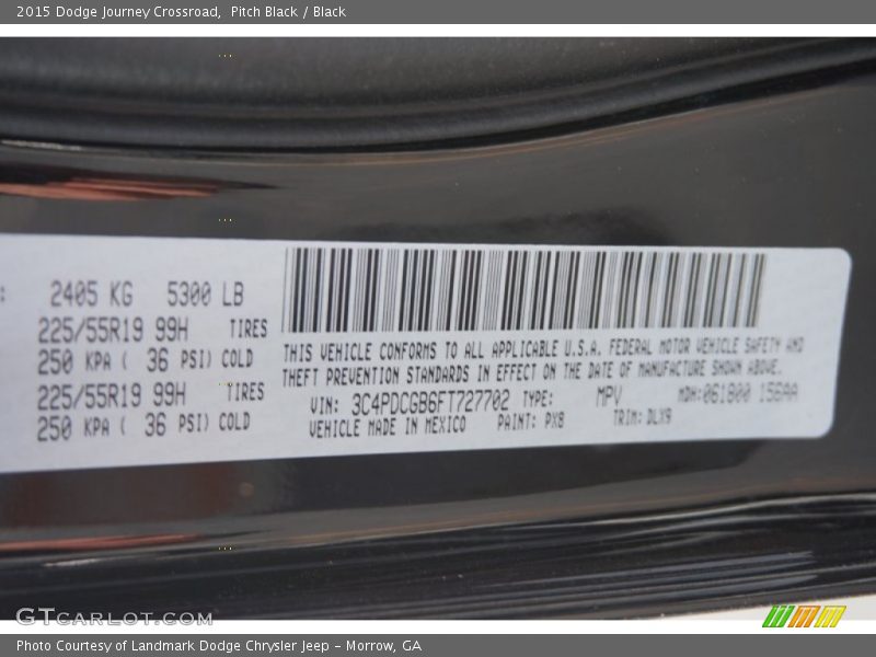 Pitch Black / Black 2015 Dodge Journey Crossroad