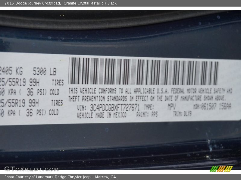 Granite Crystal Metallic / Black 2015 Dodge Journey Crossroad