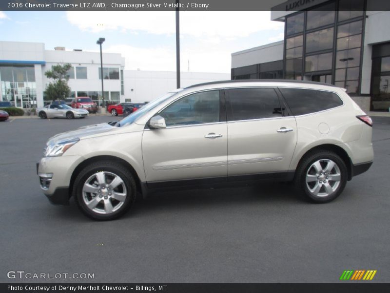 Champagne Silver Metallic / Ebony 2016 Chevrolet Traverse LTZ AWD
