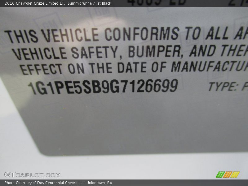 Summit White / Jet Black 2016 Chevrolet Cruze Limited LT