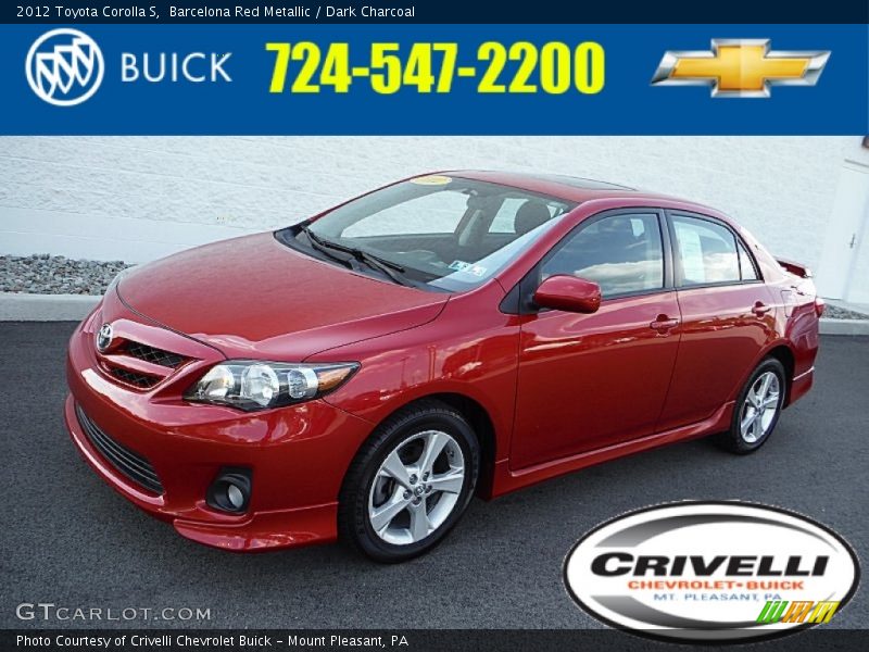 Barcelona Red Metallic / Dark Charcoal 2012 Toyota Corolla S