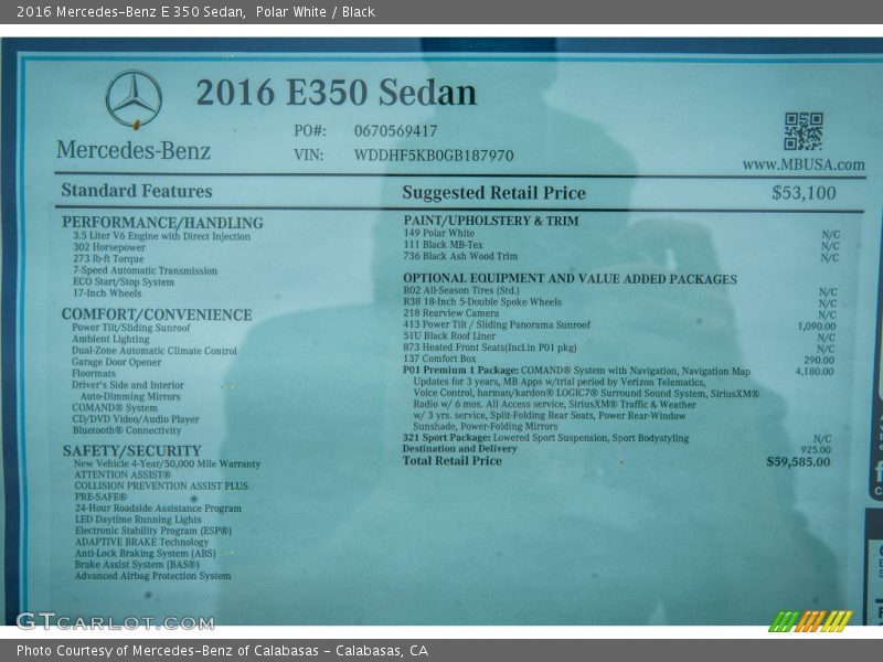 Polar White / Black 2016 Mercedes-Benz E 350 Sedan
