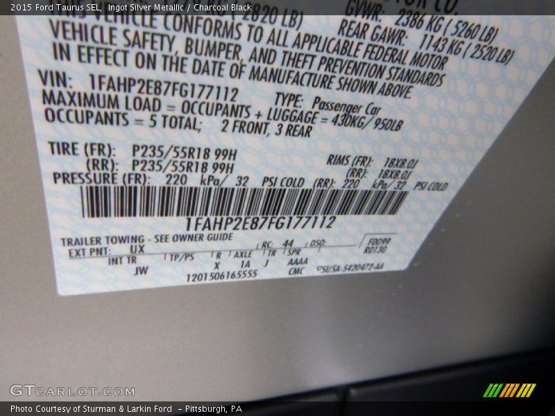 Ux - 2015 Ford Taurus SEL