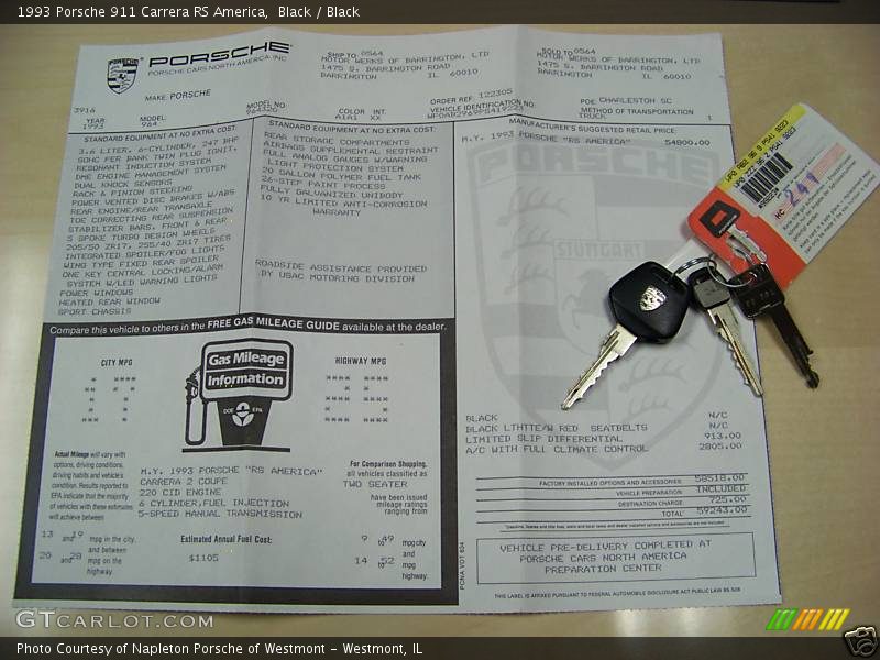 Black / Black 1993 Porsche 911 Carrera RS America