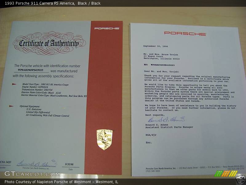 Black / Black 1993 Porsche 911 Carrera RS America