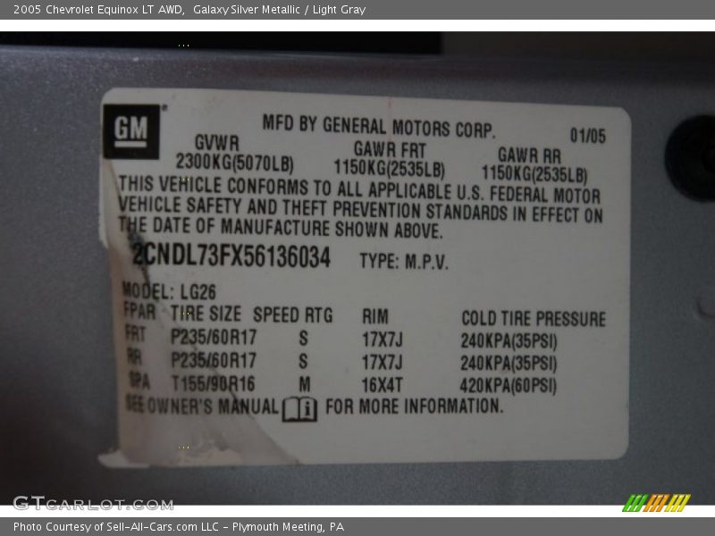 Galaxy Silver Metallic / Light Gray 2005 Chevrolet Equinox LT AWD