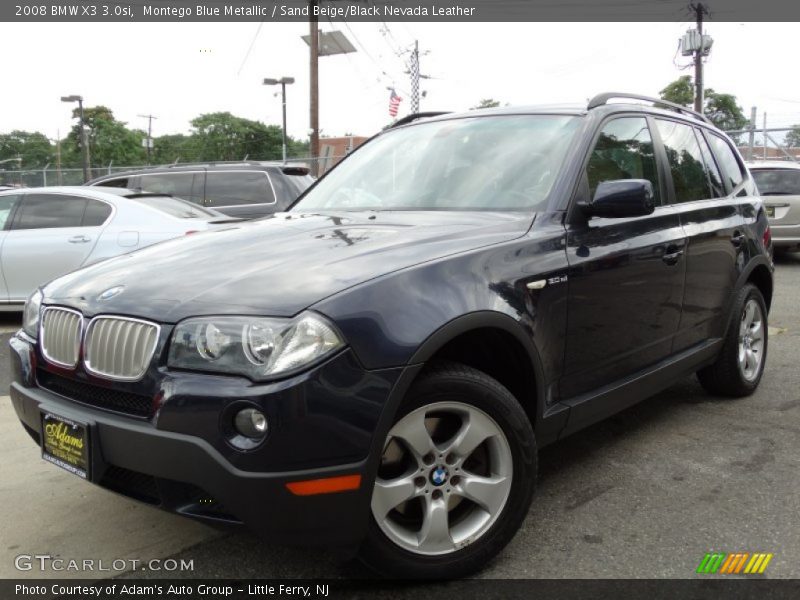 Montego Blue Metallic / Sand Beige/Black Nevada Leather 2008 BMW X3 3.0si