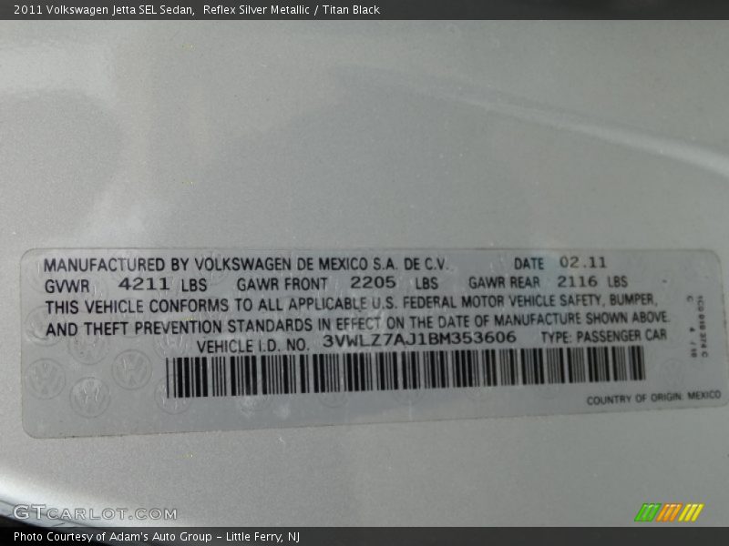 Reflex Silver Metallic / Titan Black 2011 Volkswagen Jetta SEL Sedan