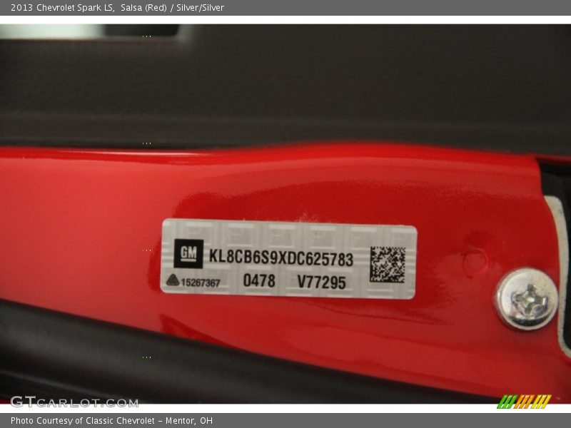 Salsa (Red) / Silver/Silver 2013 Chevrolet Spark LS
